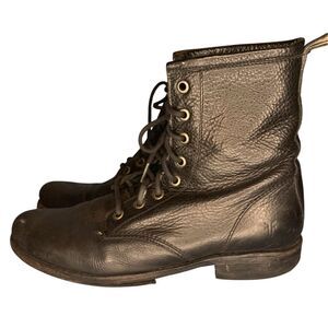 Frye Veronica black leather combat BOOTS sz women’s 9.5